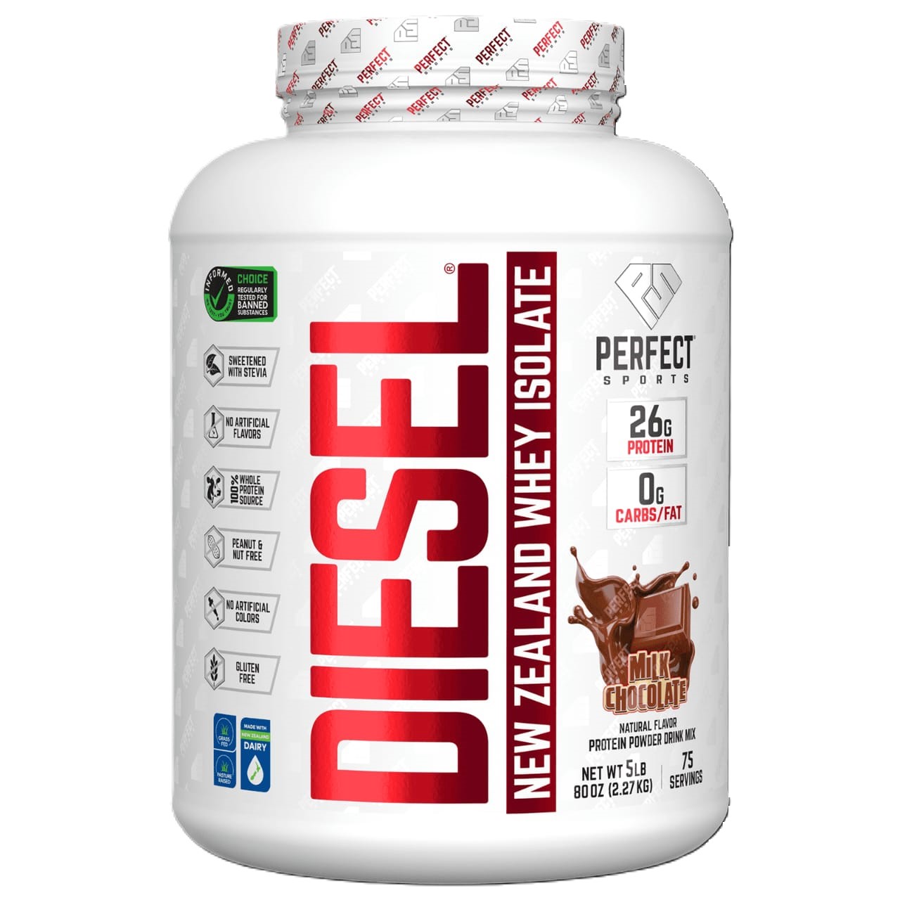 Diesel 1Oo% New Zealand Whey Isolate, Grass-Fed & Pasture Raised Milk Chocolate 5Lb